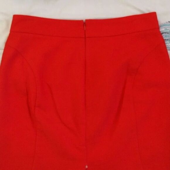 J. Crew Factory The Pencil Skirt Red Orange Cotton Skirt with Pockets Size 8 - Picture 8 of 16
